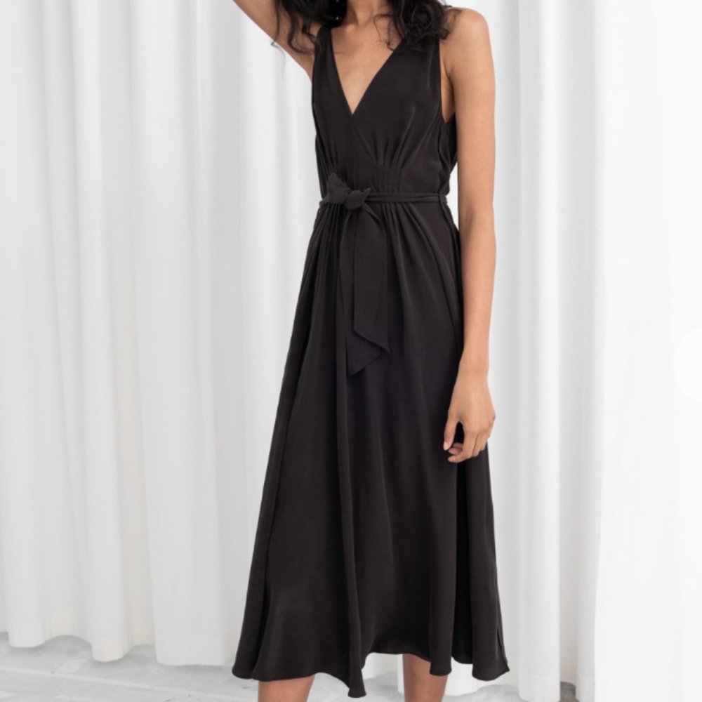 Belted Silk Midi Dress
